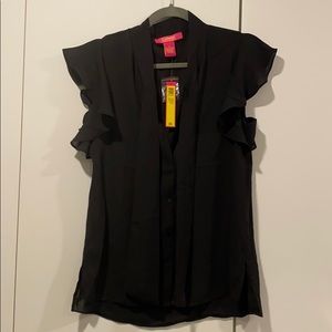 Catherine Malandrino Flutter sleeve bow tie blouse